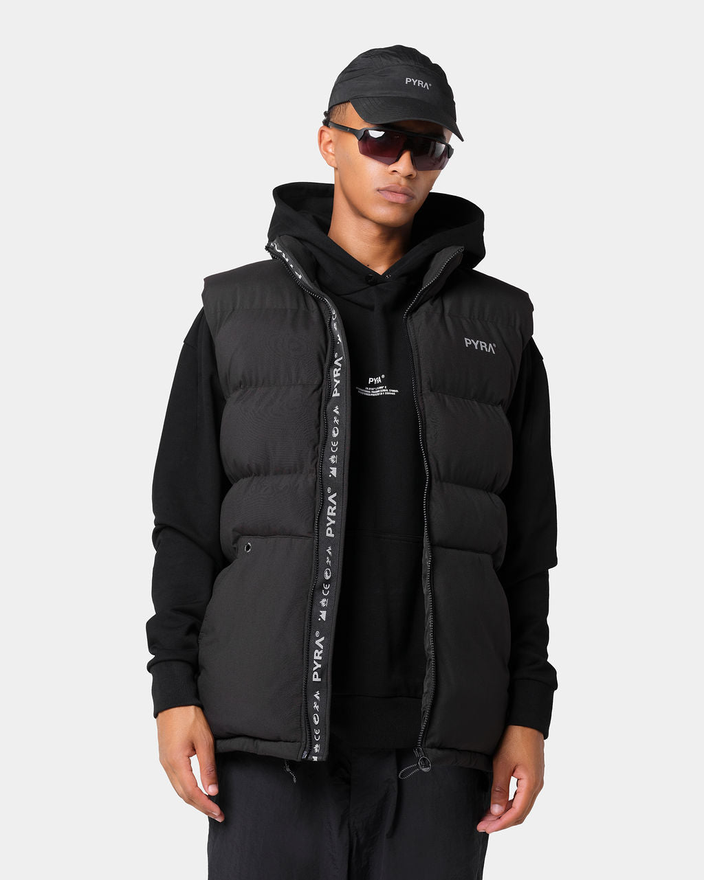 PYRA Sleeveless Puffa Vest Black