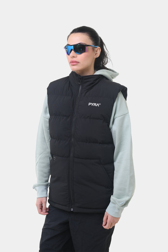 PYRA Sleeveless Puffa Vest Black