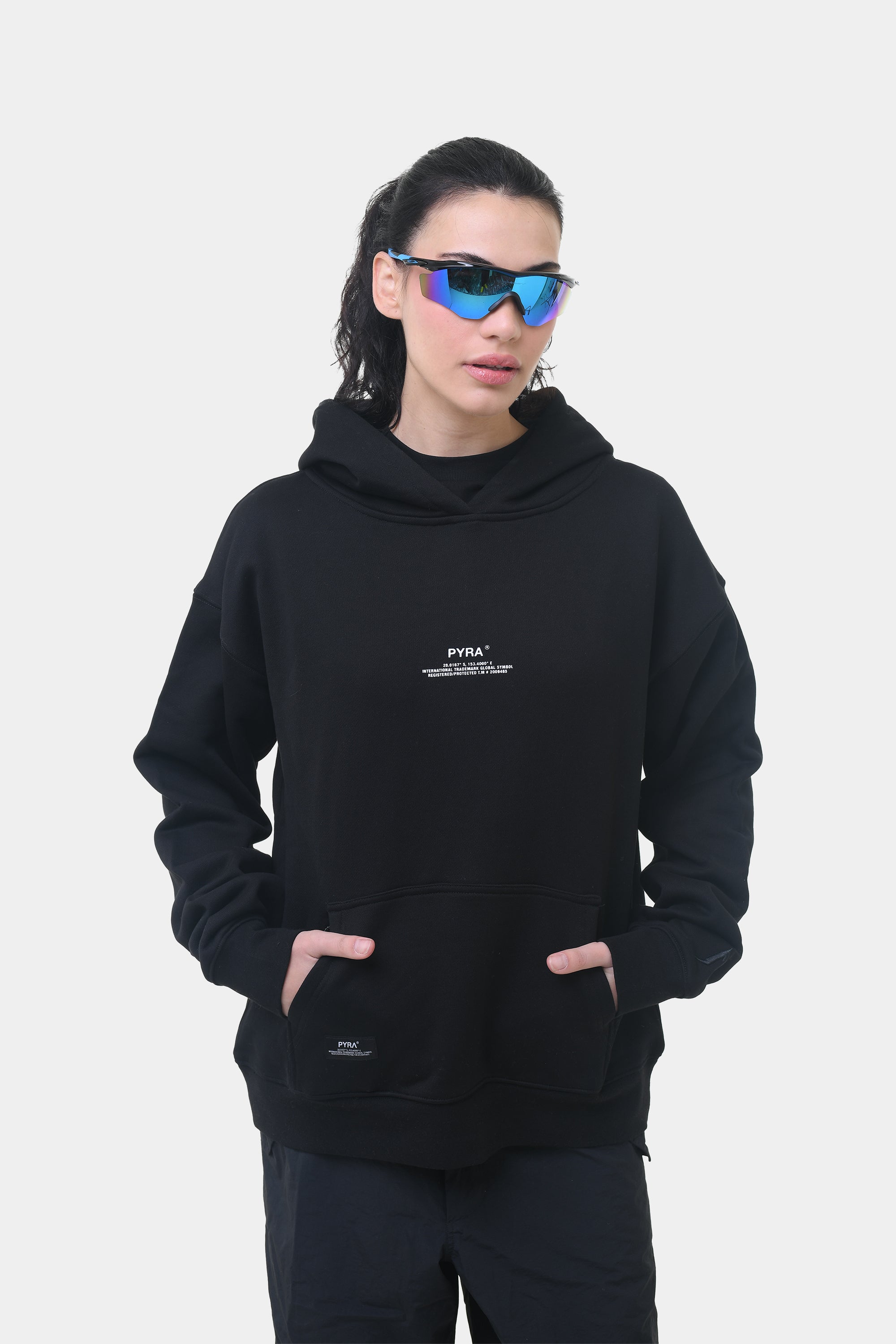 Stacked Logo Hoodie Black/White